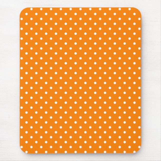 Orange and White Polka Dots Mouse Pad (Front)
