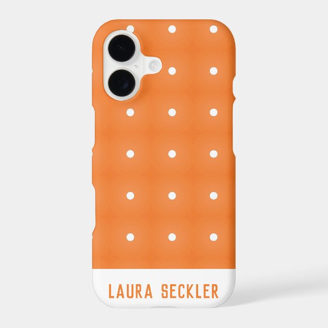 Orange and White Polka Dots Pattern Monogram Iphone Case (Back)