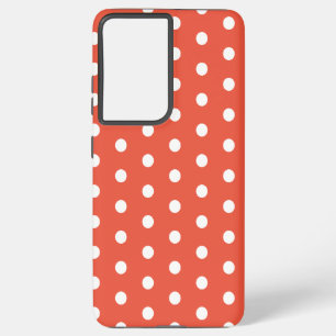 Orange and White Polka Dots Samsung Galaxy S21 Ultra Case