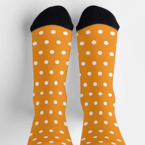 Orange and White Polka Dots Socks