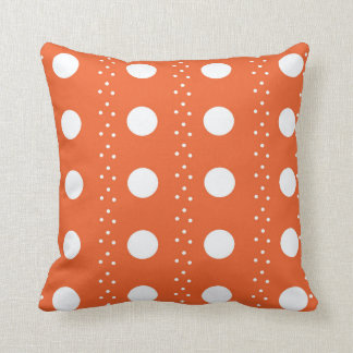 Orange and White Polkadot Stripes Throw Pillow