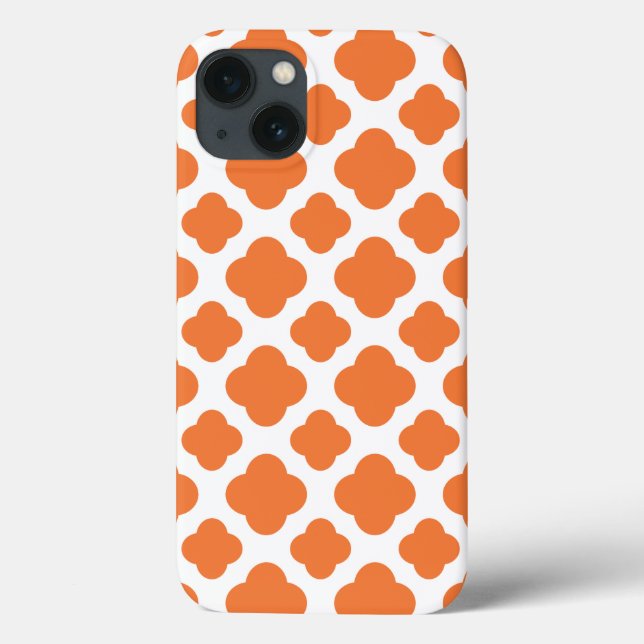 Orange and White Quatrefoil Pattern Case-Mate iPhone Case (Back)