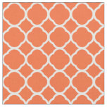 Orange and White Quatrefoil Pattern Fabric