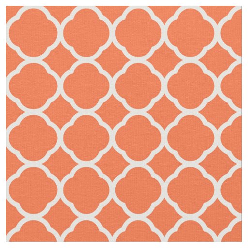 Orange and White Quatrefoil Pattern Fabric