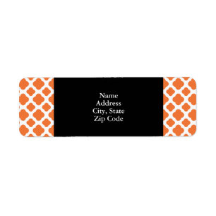 Orange and White Quatrefoil Pattern Label