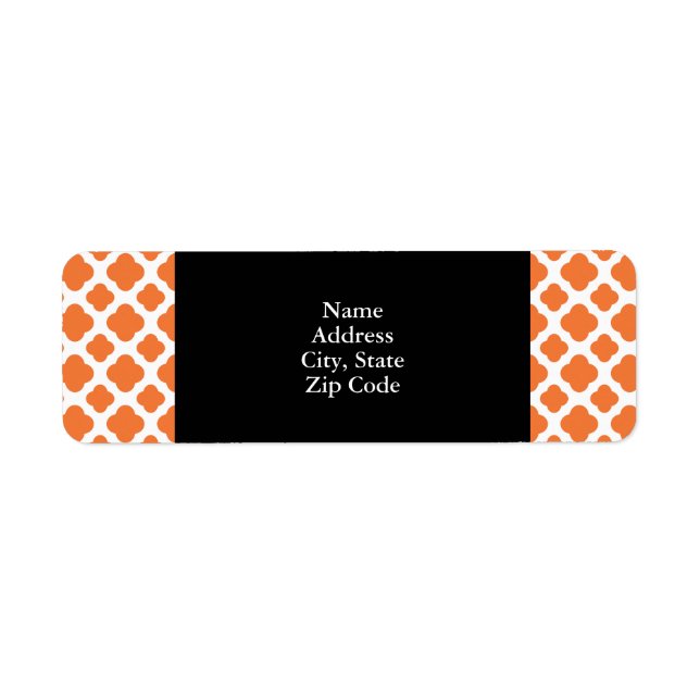 Orange and White Quatrefoil Pattern Label (Front)