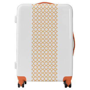 Orange and White Quatrefoil Suitcase