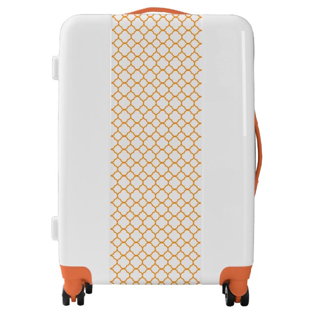 Orange and White Quatrefoil Suitcase (Front)