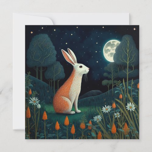 Orange and White Rabbit in the Moonlight