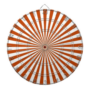 Orange and white retro funky sun stripes dart board