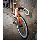Orange and White Road Bike w/Flip Flop Hub (3/4)