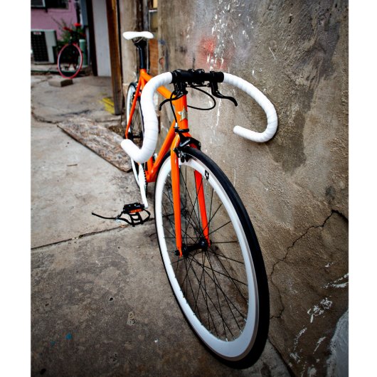 Orange and White Road Bike w/Flip Flop Hub (3/4)