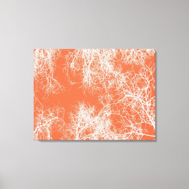 Orange and white silhouetted trees canvas print (Front)