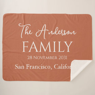 Orange and White Simple Customizable Family    Sherpa Blanket