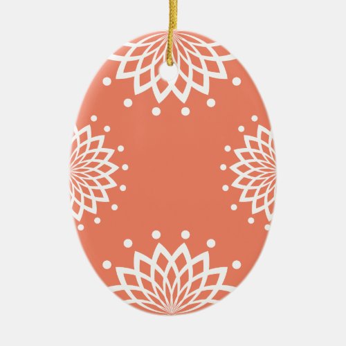 Orange and White Simple Vintage Easter Ceramic Ornament