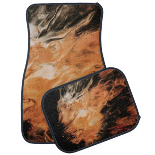 Orange and white smoke car floor mat