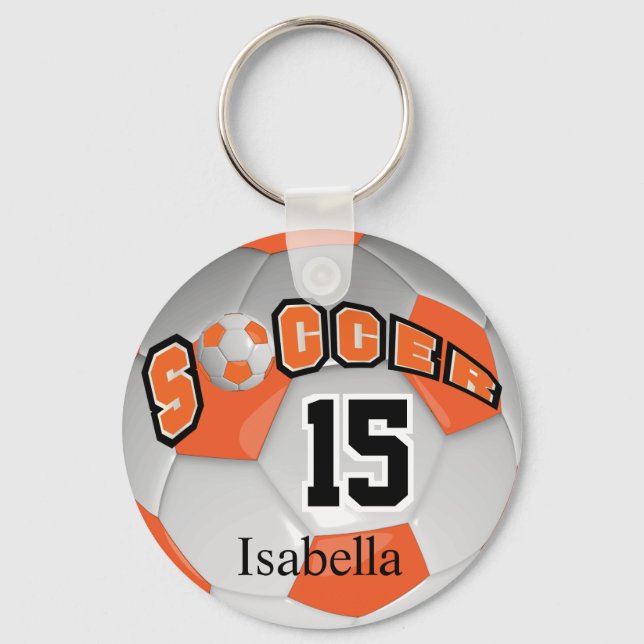 Orange and White Soccer Ball Keychain (Front)