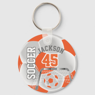 Orange and White Soccer ⚽ Ball  Sport Keychain