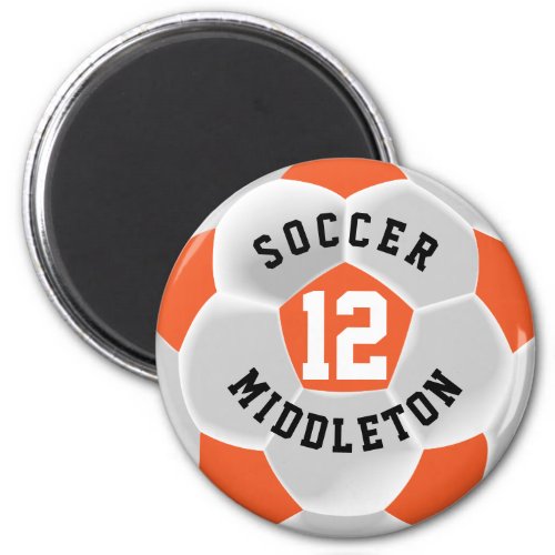 Orange and White  Soccer Sport Ball Magnet