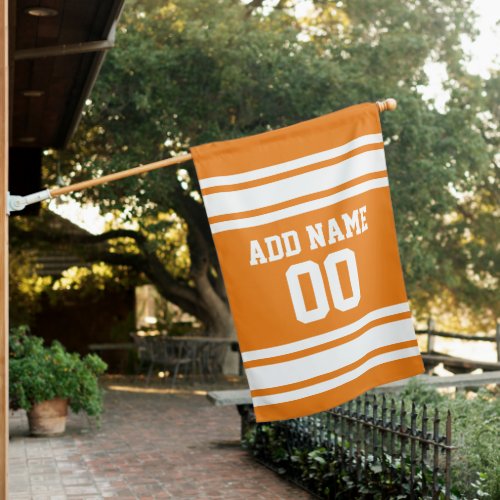 Orange and White Sports Jersey Custom Name Number House Flag
