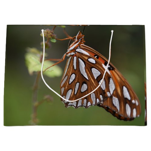 Orange and White Spotted Gulf Butterfly Green Gulf Large Gift Bag