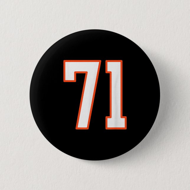 Orange And White Srts Number 71 Jersey Uniform Pla Button (Front)