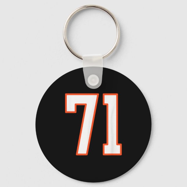 Orange And White Srts Number 71 Jersey Uniform Pla Keychain (Front)