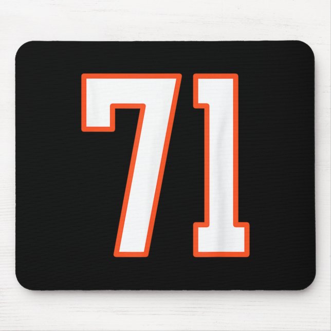 Orange And White Srts Number 71 Jersey Uniform Pla Mouse Pad (Front)