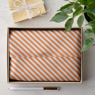 Orange And White Stipes Tissue Paper