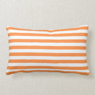Orange and White Stripe Pattern Lumbar Pillow