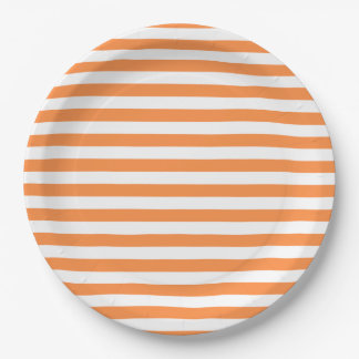 Orange and White Stripe Pattern Paper Plates