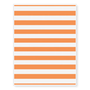 Orange and White Stripe Pattern Temporary Tattoos