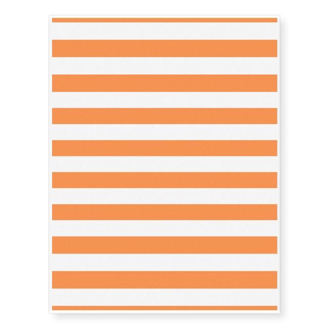 Orange and White Stripe Pattern Temporary Tattoos (Front)