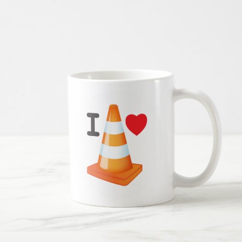 Orange and White Stripe Traffic Cone Love Heart Coffee Mug