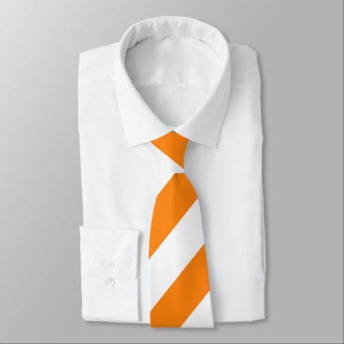 Orange and White Striped Necktie