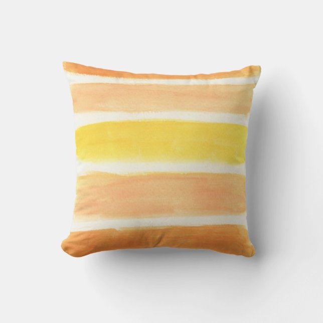 Orange and White Striped Throw Pillow (Front)