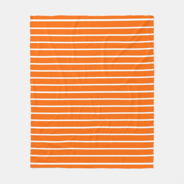 Orange and White Stripes Design Fleece Blanket (Front)