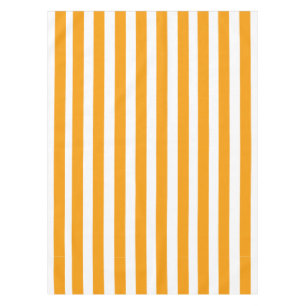 Orange and White Stripes Pattern Tablecloth