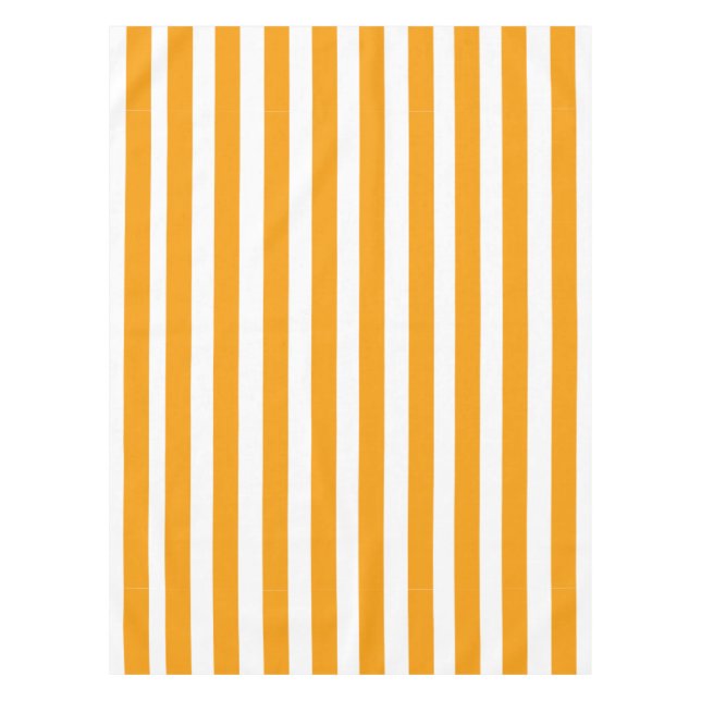 Orange and White Stripes Pattern Tablecloth (Front)