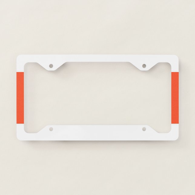 Orange and White Stripes Retro Pattern License Plate Frame (Front)