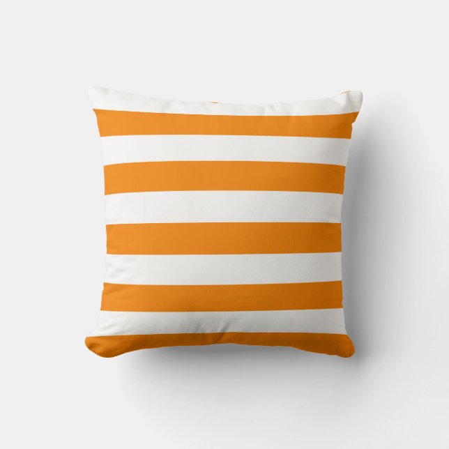 Orange and White Stripes Throw Pillow (Front)