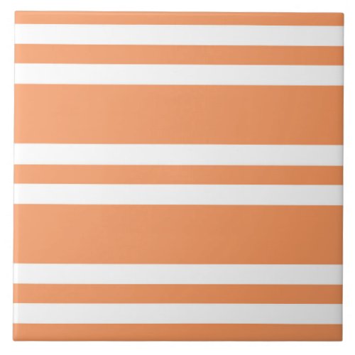 Orange and White Stripes Tile