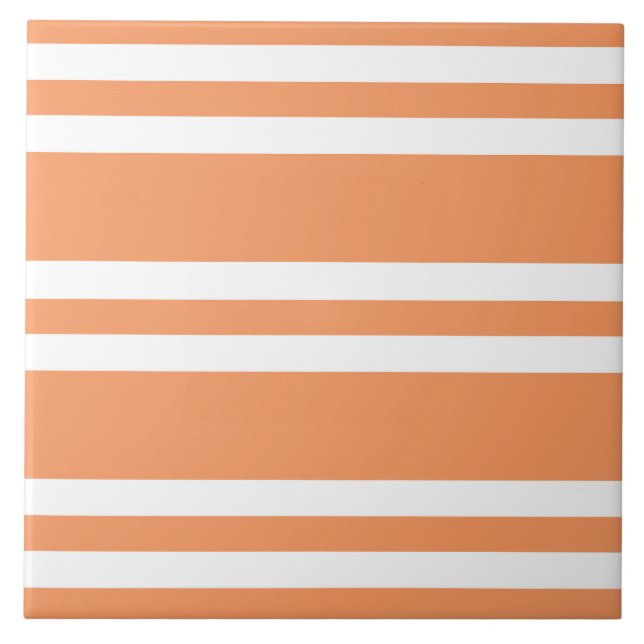 Orange and White Stripes Tile (Front)