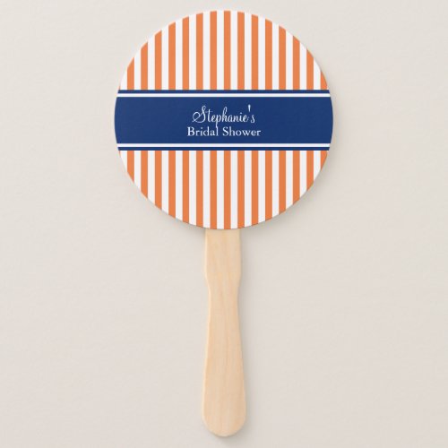 Orange and White Stripes with Royal Blue Bridal  Hand Fan