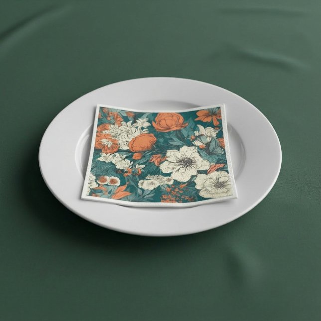 Orange and white summer flowers Napkins (Orange and white summer flowers Napkins.)