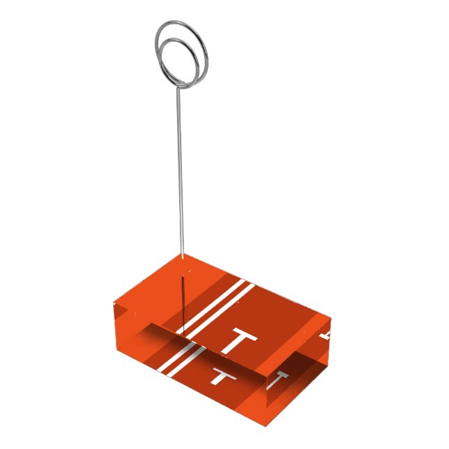 Orange and White Table Card Holder-T Place Card Holder (Corner)