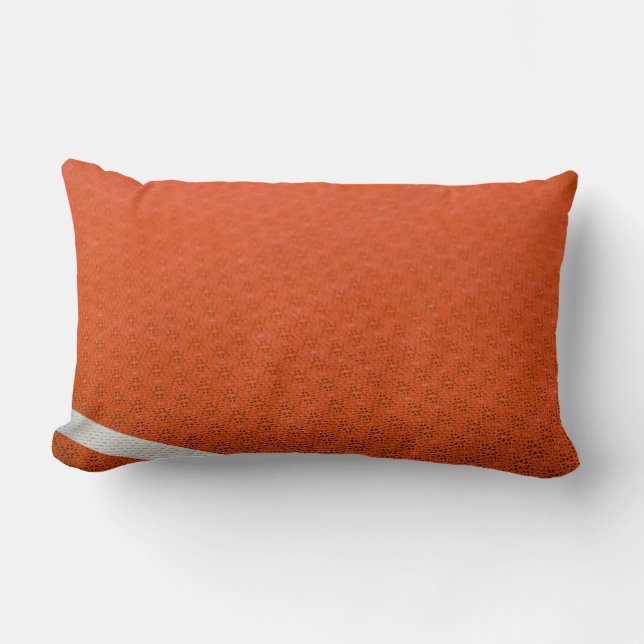 Orange and white textile lumbar pillow (Front)