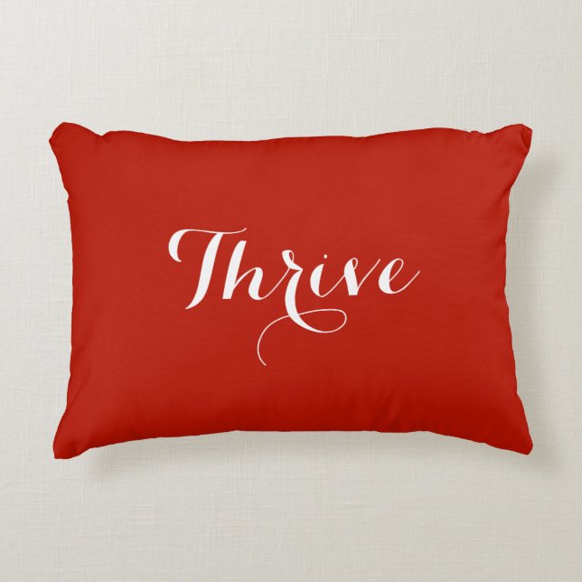 Orange and White Thrive Affirmation Accent Pillow (Front)