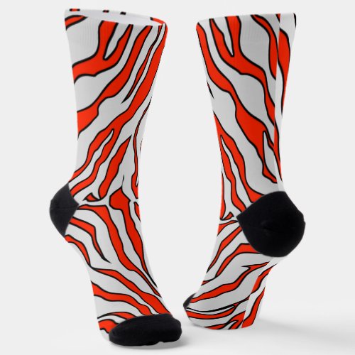 Orange And White Tiger Stripes Animal Print  Socks