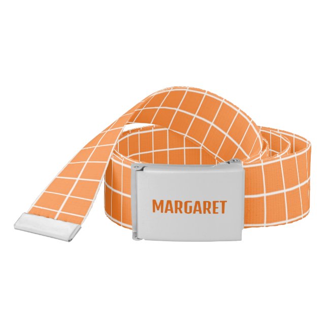 Orange and white tile blocks custom belt (Snake)